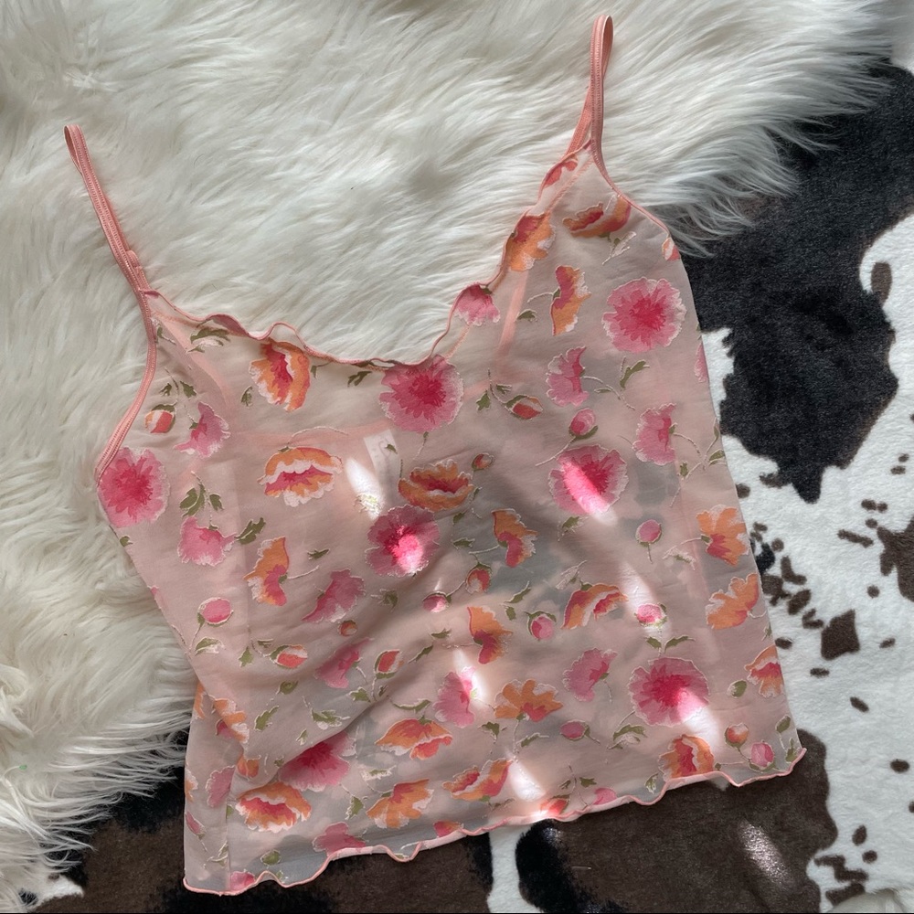 Oscar De La Renta Sheer Pink Label Crop Top Size Small